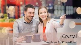  Presentation with people mall - PPT theme enhanced with pause - sale shopping consumerism leisure background and a coral colored foreground