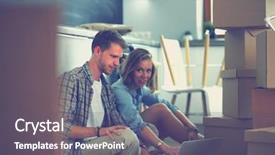  Presentation with pause - Colorful theme enhanced with pause - young couple moving in new backdrop and a gray colored foreground