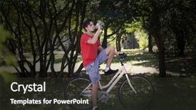  Presentation with pause - PPT theme enhanced with pause - young man sit on bike background and a  colored foreground