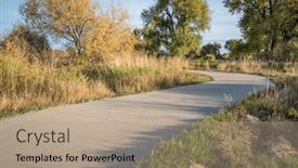  Presentation with trail - PPT theme enhanced with paved-bike-trail-along background and a coral colored foreground