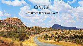  Presentation with savannah - PPT theme consisting of paved-highway-crosses-flat-savannah background and a light blue colored foreground