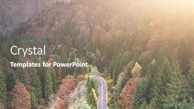  Presentation with forest road - Theme featuring paved-road-going-through-mountain background and a gray colored foreground