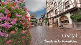  Presentation with street - Amazing slides having alsace with half-timbered houses backdrop and a violet colored foreground