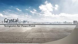  Presentation with pavement - Colorful presentation design enhanced with pavement - empty floor with cityscape backdrop and a lemonade colored foreground