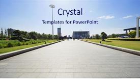 Presentation with pavement - Colorful presentation theme enhanced with pavement - long empty footpath in modern backdrop and a sky blue colored foreground