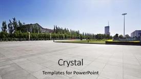  Presentation with empty - Slide set with pavement - long empty footpath in modern background and a light gray colored foreground