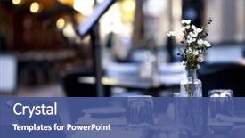  Presentation with blurred flowers - Beautiful presentation theme featuring pavement cafe table with casual backdrop and a ocean colored foreground