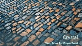  Presentation with pavement - Presentation design featuring pavement-of-granite-stone-paved background and a ocean colored foreground