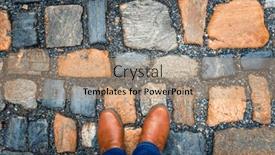  Presentation with pavement - Presentation theme with pavement-of-granite-stone-paved background and a coral colored foreground