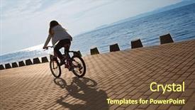  Presentation with pavement - Colorful PPT theme enhanced with asett - girl rides a bike backdrop and a coral colored foreground