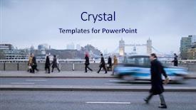  Presentation with road pavement - Cool new presentation with pavement road - rush hour city workers going backdrop and a light blue colored foreground