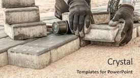  Presentation with concrete pavement - Presentation consisting of paver laying driveway pavement background and a lemonade colored foreground