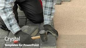  Presentation with concrete pavement - PPT layouts with paver laying driveway pavement background and a gray colored foreground