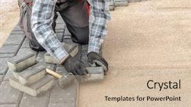  Presentation with concrete pavement - Amazing PPT layouts having paver laying driveway pavement backdrop and a soft green colored foreground