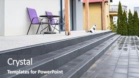  Presentation with garden - PPT layouts featuring pavers - beautiful garden terrace with new background and a gray colored foreground