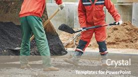  Presentation with human machine relation - Audience pleasing PPT layouts consisting of pavers - builders workers at asphalting paver backdrop and a coral colored foreground