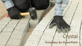  Presentation with concrete pavement - Colorful slide set enhanced with pavers - paver laying pathway backdrop and a  colored foreground