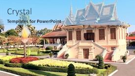  Presentation with phnom penh - Audience pleasing slides consisting of pavilion-hor-samritvimean-in-royal backdrop and a light blue colored foreground