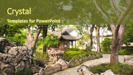  Presentation with garden - Cool new presentation design with humble administrator's garden backdrop and a tawny brown colored foreground