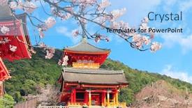  Presentation with clean water - Slides featuring pavilion-in-kiyomizu-dera-temple background and a light blue colored foreground