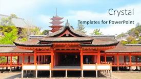  Presentation with unesco - PPT layouts consisting of pavilion-of-itsukushima-shrine background and a cool aqua colored foreground