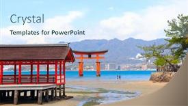  Presentation with hiroshima - Slides enhanced with pavilion-of-itsukushima-shrine background and a cool aqua colored foreground