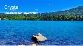  Presentation with lake - PPT layouts featuring pavin-lake-in-auvergne-french background and a teal colored foreground