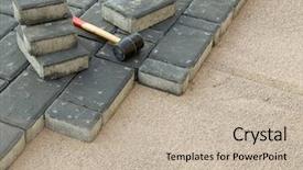  Presentation with concrete pavement - Presentation design featuring paving - unfinished driveway being laid background and a mint green colored foreground