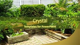  Presentation with paving - Audience pleasing presentation consisting of paving stones - lush green garden with stone backdrop and a tawny brown colored foreground