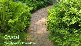  Presentation with brick paving - Amazing PPT theme having paving stones - paved brick path in lush backdrop and a tawny brown colored foreground