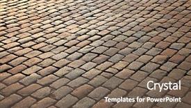  Presentation with paving - Presentation design featuring paving way - pavement made of old stones background and a tawny brown colored foreground