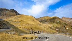  Presentation with paving - Theme with paving way - view to transfagarasan road it background and a gold colored foreground