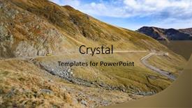  Presentation with mountain road up hill - Presentation theme enhanced with paving way - view to transfagarasan road it background and a coral colored foreground