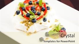  Presentation with cake - Beautiful slide set featuring pavlova a home made cake backdrop and a soft green colored foreground