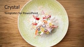  Presentation with unicorn cake topper made - Beautiful PPT theme featuring pavlova a home made cake backdrop and a coral colored foreground