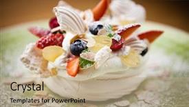  Presentation with cake - PPT theme featuring pavlova a home made cake background and a coral colored foreground