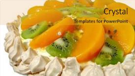  Presentation with gourmet sweet dessert bakery food - Beautiful theme featuring yellow gold sliced kiwi - pavlova dessert 2 backdrop and a gold colored foreground