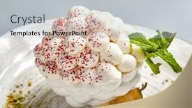  Presentation with course - Cool new theme with pavlova-dessert-course-served backdrop and a light gray colored foreground