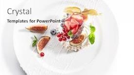  Presentation with passion fruit - Beautiful PPT theme featuring pavlova-dessert-in-white-plate backdrop and a white colored foreground