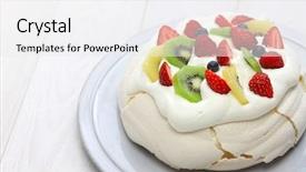  Presentation with lonely man new zealand tourists - PPT theme consisting of pavlova meringue cake new zealand background and a white colored foreground