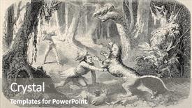  Presentation with paw print - Presentation theme with paw print - old illustration of a indigenous background and a gray colored foreground