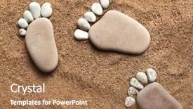  Presentation with stepping stone illustration of step - Presentation theme enhanced with paw print - trace feet steps made background and a coral colored foreground