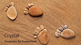 Presentation with steps - Presentation theme having paw print - trace feet steps made background and a coral colored foreground