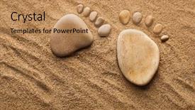  Presentation with feet - Presentation design with paw print - two traces of the feet background and a coral colored foreground