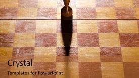  Presentation with chess board - Amazing PPT theme having pawn is standing on board backdrop and a coral colored foreground