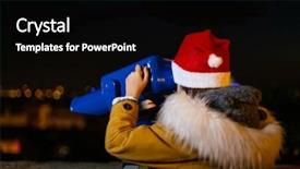  Presentation with pay - PPT theme featuring pay binoculars at christmas market background and a  colored foreground