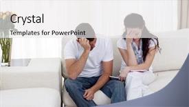  Presentation with bills - Colorful presentation design enhanced with pay day - frustrated couple doing their bills backdrop and a white colored foreground