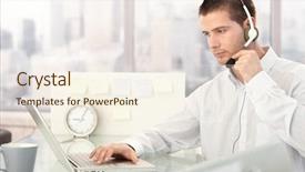  Presentation with customer service - Presentation theme featuring pay day - male customer service operator working background and a cream colored foreground