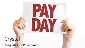  Presentation with pay - Colorful theme enhanced with pay day placard isolated backdrop and a sky blue colored foreground