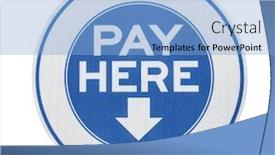  Presentation with pay - Presentation design having pay here municipal parking meter sign isolated with clipping path background and a light blue colored foreground